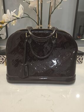 Louis Vuitton Vernis Alma BB Patent Leather Handbag - Dark Plum